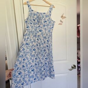 Floral Blue and White Dress